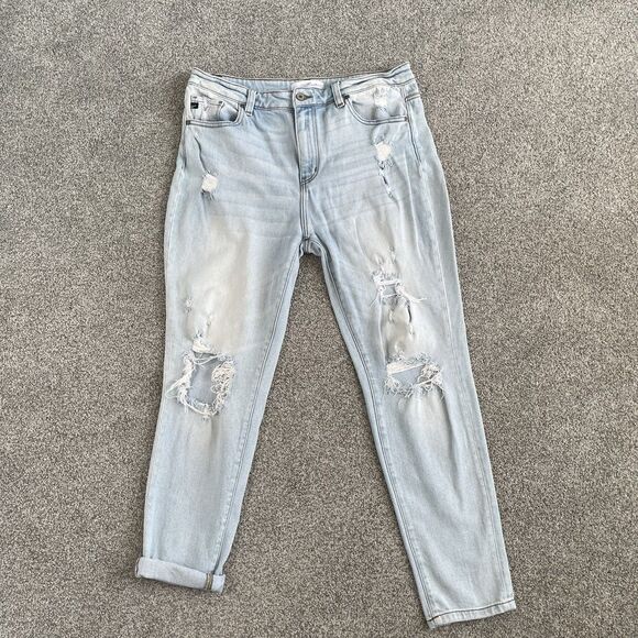 KanCan Greer Ultra High Rise Mom Jeans Light Wash Distressed Size 15/31(34x30) - Picture 2 of 9